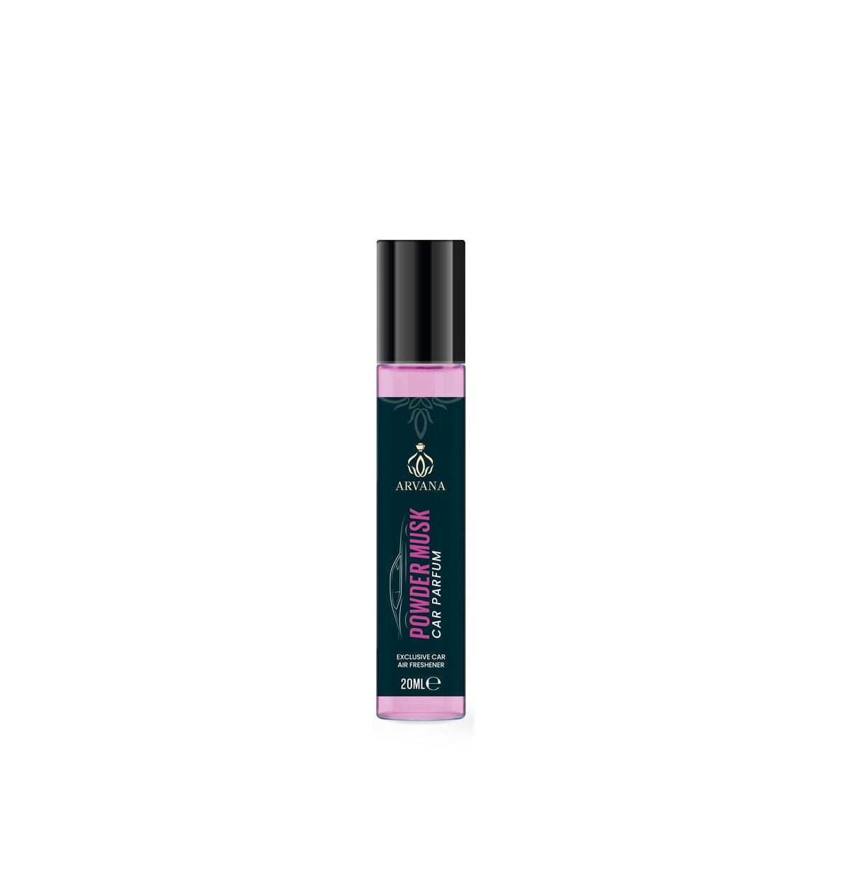 Arvana Powder Musk Car Parfum 20ml, a luxurious fragrance with amber and musk notes for your vehicle.