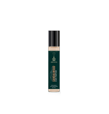Arvana Sandalwood Car Parfum 20ml, an exclusive air freshener with a sophisticated woody scent.